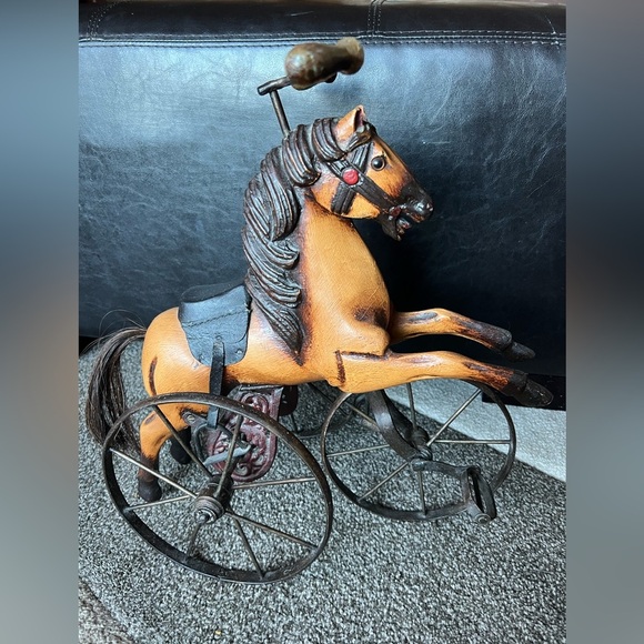 Rare Vintage Victorian 17” x15” Wood & Cast iron Horse Children’s Toy - Picture 4 of 11
